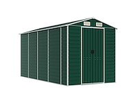 Vidaxl metalen tuinschuur groen - 385x191x198 cm - afbeelding 1 van  8