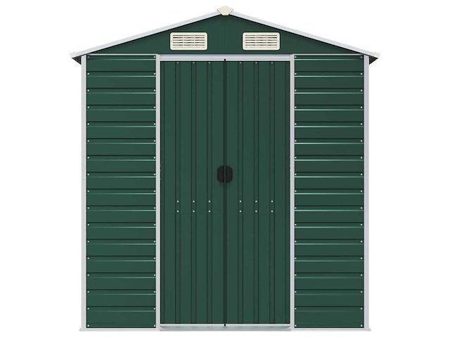 Vidaxl metalen tuinschuur groen - 385x191x198 cm - afbeelding 4 van  8