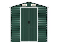 Vidaxl metalen tuinschuur groen - 385x191x198 cm - afbeelding 4 van  8