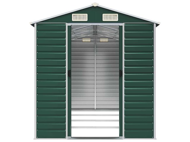 Vidaxl metalen tuinschuur groen - 385x191x198 cm - afbeelding 7 van  8
