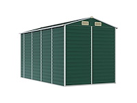 Vidaxl metalen tuinschuur groen - 385x191x198 cm - afbeelding 8 van  8