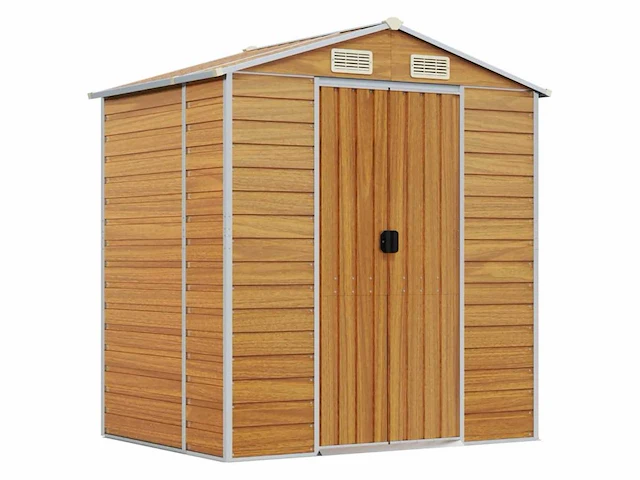 Vidaxl metalen tuinschuur hout - 130x191x198 cm - afbeelding 1 van  10