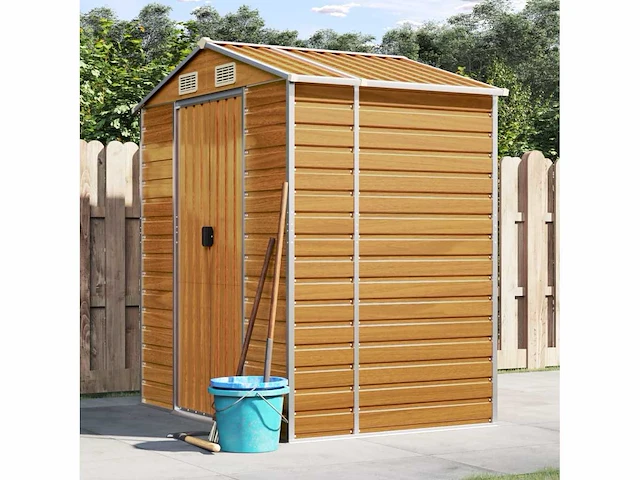 Vidaxl metalen tuinschuur hout - 130x191x198 cm - afbeelding 3 van  10