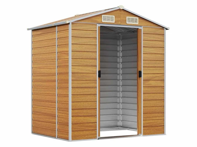 Vidaxl metalen tuinschuur hout - 130x191x198 cm - afbeelding 4 van  10