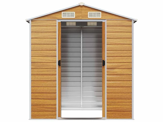 Vidaxl metalen tuinschuur hout - 130x191x198 cm - afbeelding 6 van  10