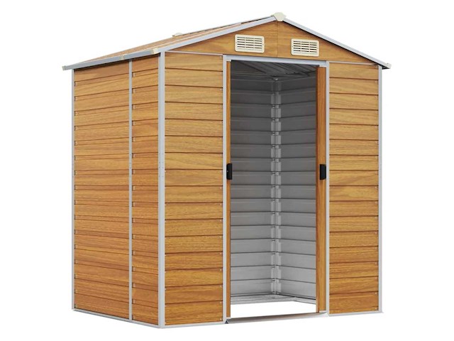 Vidaxl metalen tuinschuur hout - 130x191x198 cm - afbeelding 3 van  10