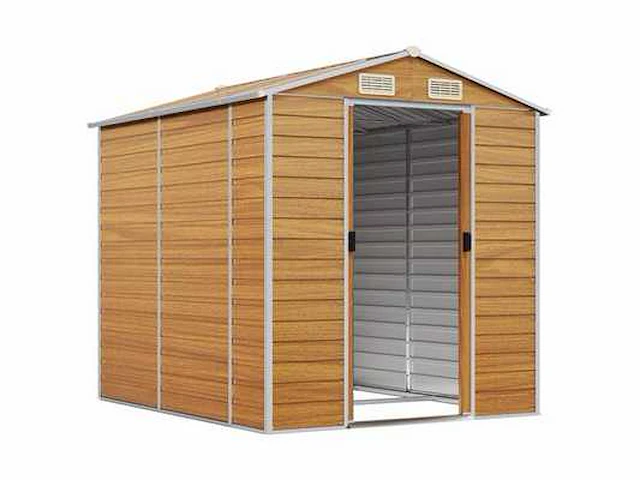 Vidaxl metalen tuinschuur hout - 215x191x198 cm - afbeelding 3 van  10