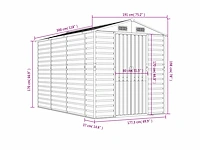 Vidaxl metalen tuinschuur hout - 300x191x198 cm - afbeelding 2 van  10