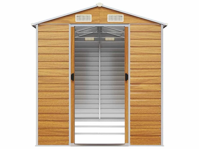 Vidaxl metalen tuinschuur hout - 300x191x198 cm - afbeelding 5 van  10
