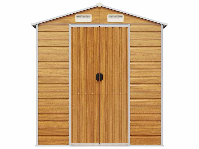 Vidaxl metalen tuinschuur hout - 385x191x198 cm - afbeelding 4 van  5