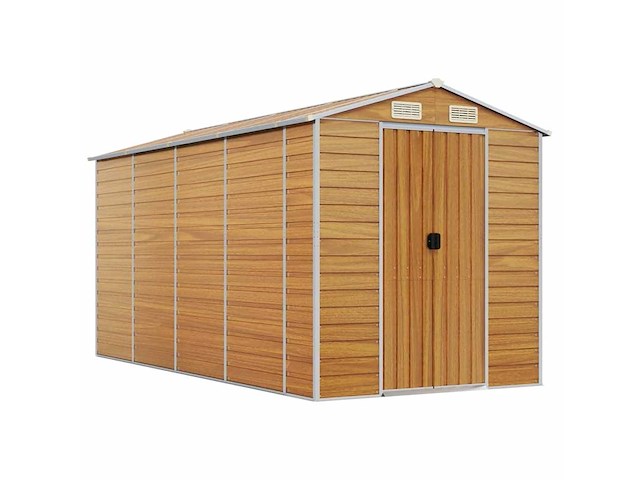 Vidaxl metalen tuinschuur hout - 385x191x198 cm - afbeelding 1 van  5