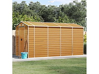 Vidaxl metalen tuinschuur hout - 385x191x198 cm - afbeelding 2 van  5