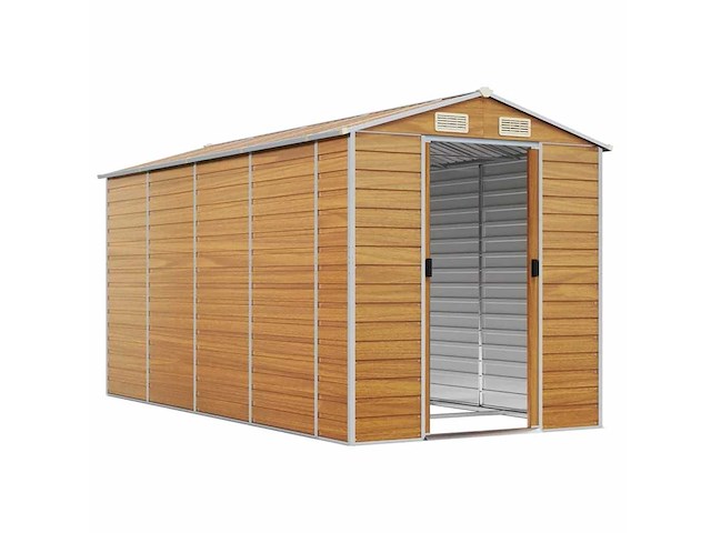 Vidaxl metalen tuinschuur hout - 385x191x198 cm - afbeelding 3 van  5