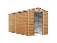 Vidaxl metalen tuinschuur hout - 385x191x198 cm - afbeelding 3 van  5
