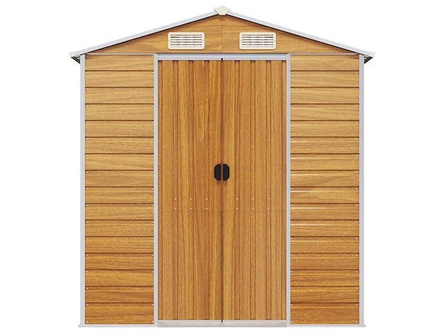 Vidaxl metalen tuinschuur hout - 385x191x198 cm - afbeelding 4 van  5
