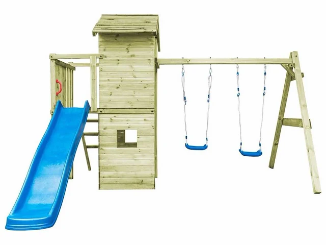 Vidaxl speeltoestel met glijbaan en schommels 235x385x268 cm - afbeelding 1 van  5