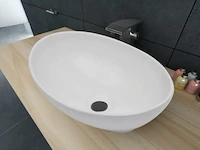 Vidaxl wastafel ovaal 40x33 cm keramiek wit - afbeelding 1 van  4