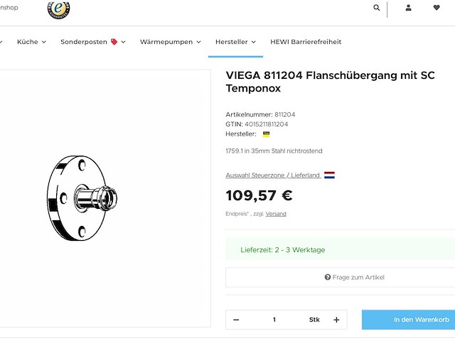 Viega 811204 flensovergang pers (3x) - afbeelding 5 van  5