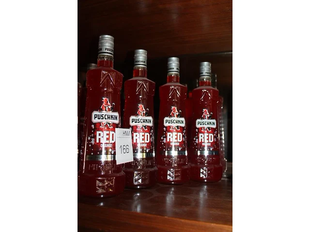 Vier flessen vodka puschkin red orange. - afbeelding 2 van  2