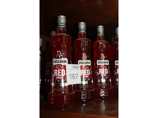 Vier flessen vodka puschkin red orange. - afbeelding 3 van  3