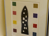 Vier gesigneerde litho's in lijst. afmeting 35 x 42 cm. - afbeelding 2 van  5