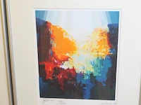 Vier gesigneerde litho's in lijst. afmeting 35 x 42 cm. - afbeelding 3 van  5