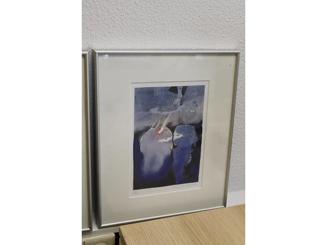 Vier gesigneerde litho's in lijst. afmeting 35 x 42 cm. - afbeelding 5 van  5
