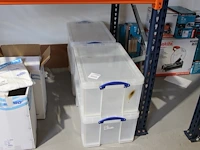 Vier kunststof kratten met deksel. afmeting 68 x 43 x 30 cm. - afbeelding 1 van  2