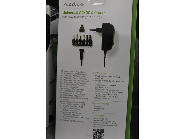 Vier universal ac/dc adapters nedis type acpa002, 240 v, max. 18 w - afbeelding 3 van  3
