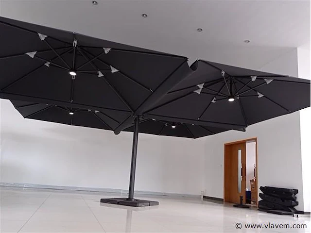 Vierdubbele hangende parasol zandkleurig (4 * 300x300cm) - afbeelding 3 van  11
