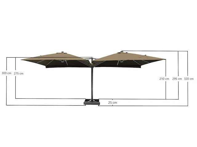 Vierdubbele hangende parasol zandkleurig (4 * 300x300cm) - afbeelding 5 van  10