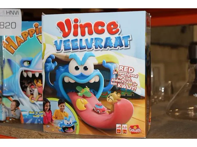 Vijf gezelschapsspelen, w.o. vince veelvraat en happie haai. let op! dozen kunnen beschadigd zijn. - afbeelding 2 van  3