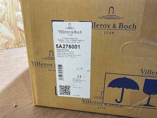 Villeroy & boch architectura opzetwastafel rechthoek met overloop - afbeelding 9 van  10