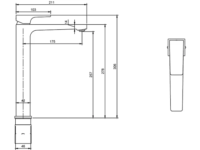 Villeroy & boch architectura vierkante waterkraan badkamer met push-open-afvoergarnituur geborsteld nikkel - afbeelding 4 van  4
