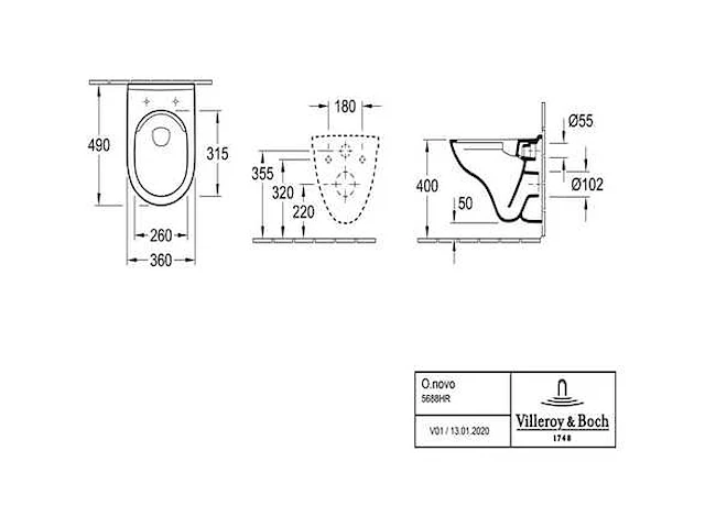 Villeroy & boch o.novo wandcloset directflush combipack - afbeelding 4 van  7