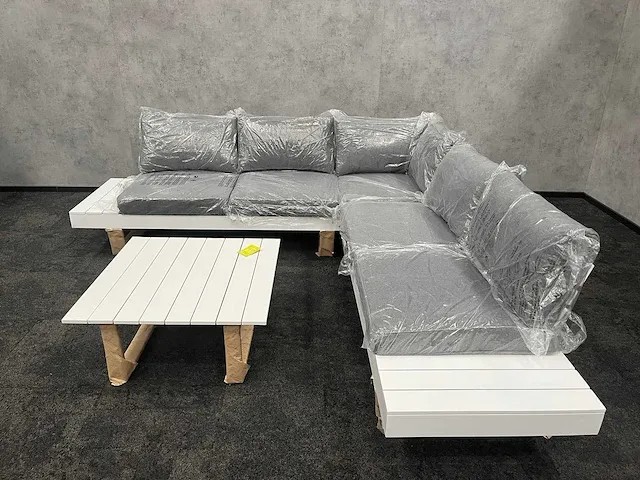 Vinci alora - outdoor loungeset - wit aluminium, grijs - afbeelding 3 van  20