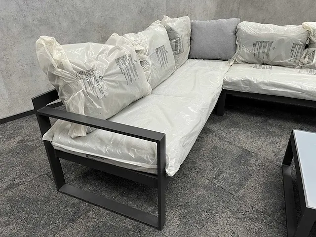Vinci caldela - outdoor loungehoek antraciet aluminium - kussens grijs - afbeelding 15 van  24