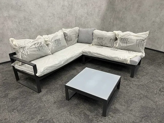Vinci caldela - outdoor loungehoek antraciet aluminium - kussens grijs - afbeelding 16 van  24