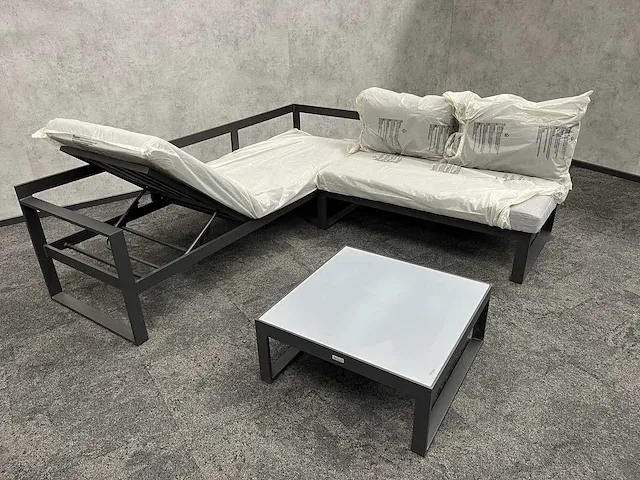 Vinci caldela - outdoor loungehoek antraciet aluminium - kussens grijs - afbeelding 12 van  24