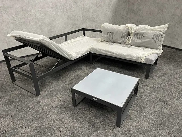 Vinci caldela - outdoor loungehoek antraciet aluminium - kussens grijs - afbeelding 22 van  24