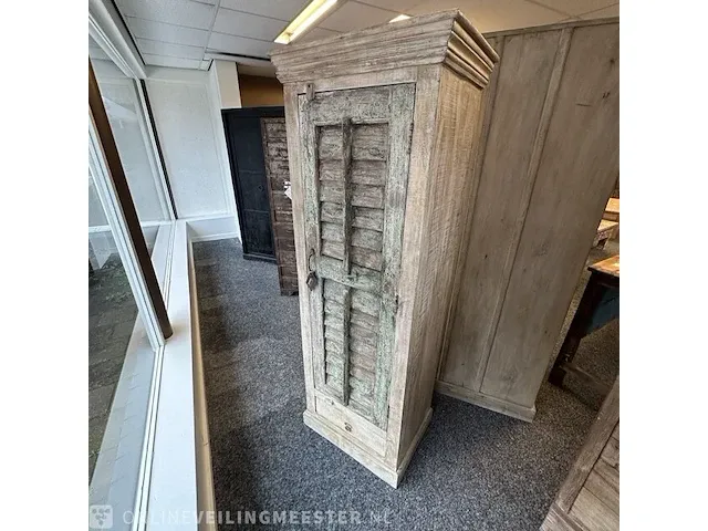 Vintage 1-deurs kast, louvredeur, 65x182x45 cm - afbeelding 1 van  5