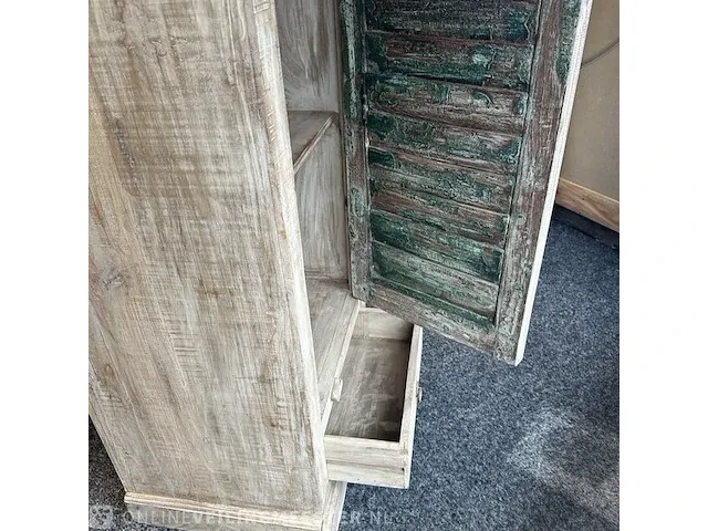 Vintage 1-deurs kast, louvredeur, 65x182x45 cm - afbeelding 3 van  5