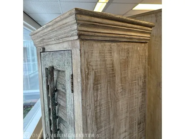 Vintage 1-deurs kast, louvredeur, 65x182x45 cm - afbeelding 4 van  5