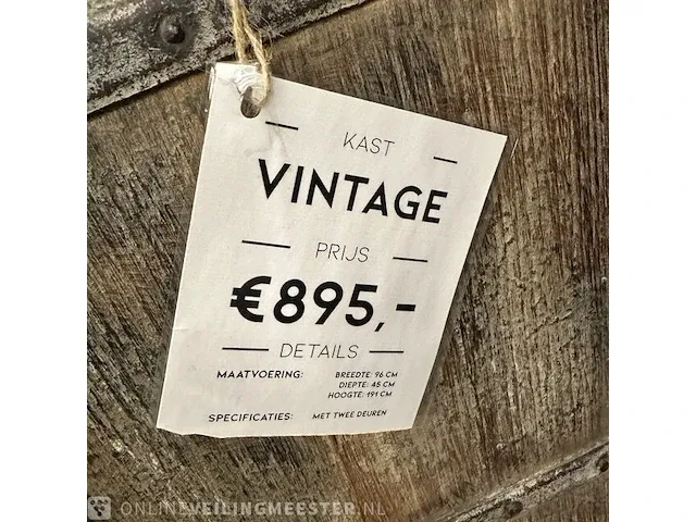 Vintage 2-deurs kast, 96x45x191 cm - afbeelding 5 van  5