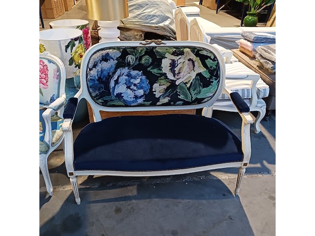 Vintage 2-zits bank en stoel, by louise - afbeelding 6 van  13