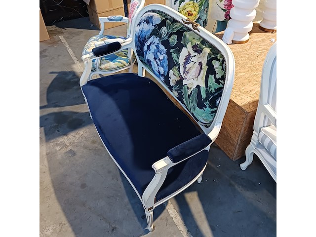 Vintage 2-zits bank en stoel, by louise - afbeelding 7 van  13