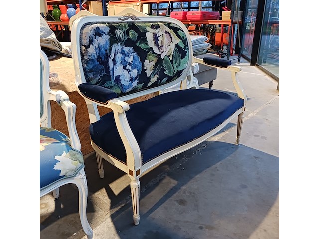 Vintage 2-zits bank en stoel, by louise - afbeelding 12 van  13