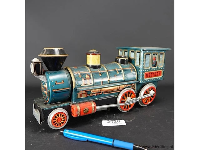 Vintage blikken locomotief - afbeelding 1 van  5