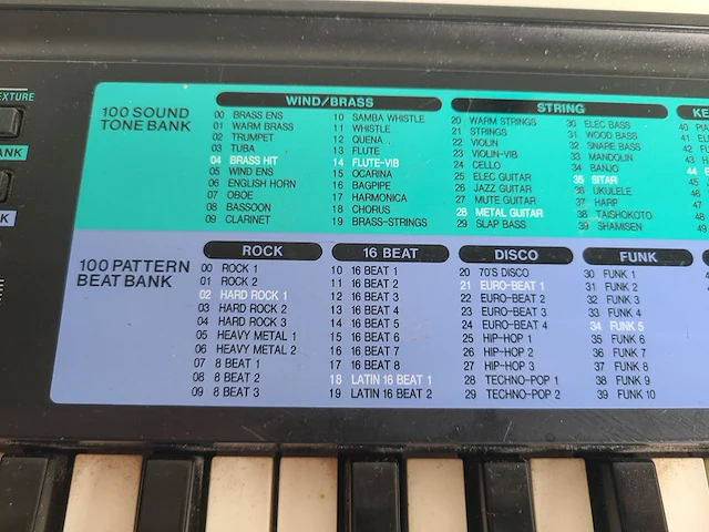 Vintage casio ca-100 keyboard + standaard – tonebank synthesizer met 100 klanken casio - afbeelding 3 van  7