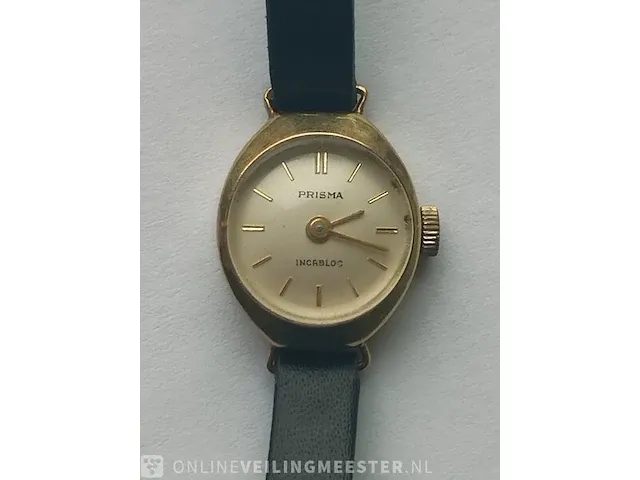 Vintage dameshorloge prisma 14kt gouden mechanisch - afbeelding 2 van  4